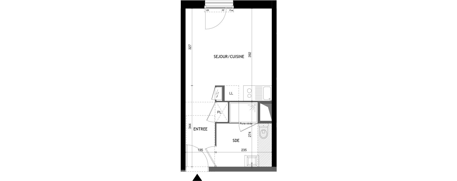 Appartement T1 de 23,40 m2 &agrave; Tours Douets milletiere