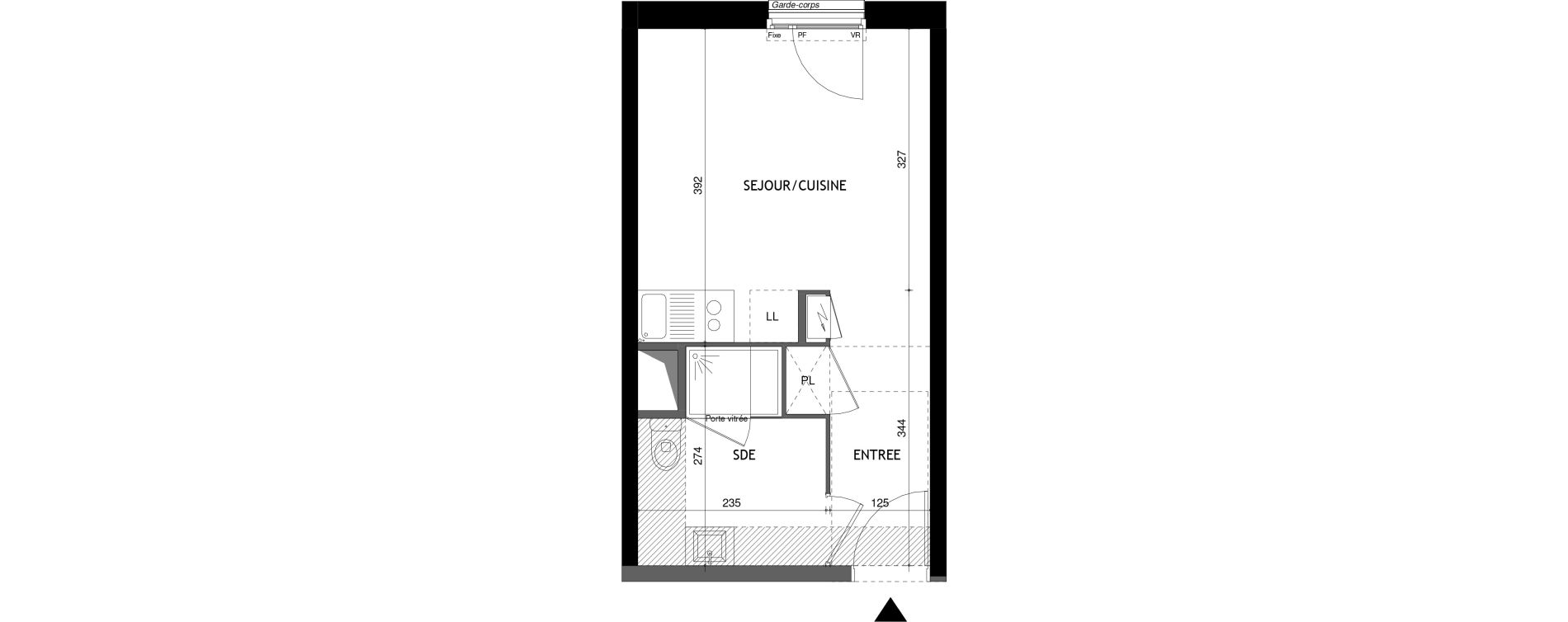 Appartement T1 de 23,40 m2 à Tours Douets milletiere