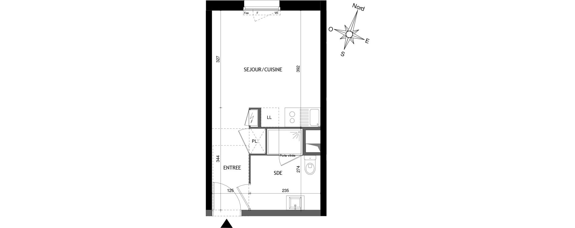 Appartement T1 de 23,40 m2 &agrave; Tours Douets milletiere