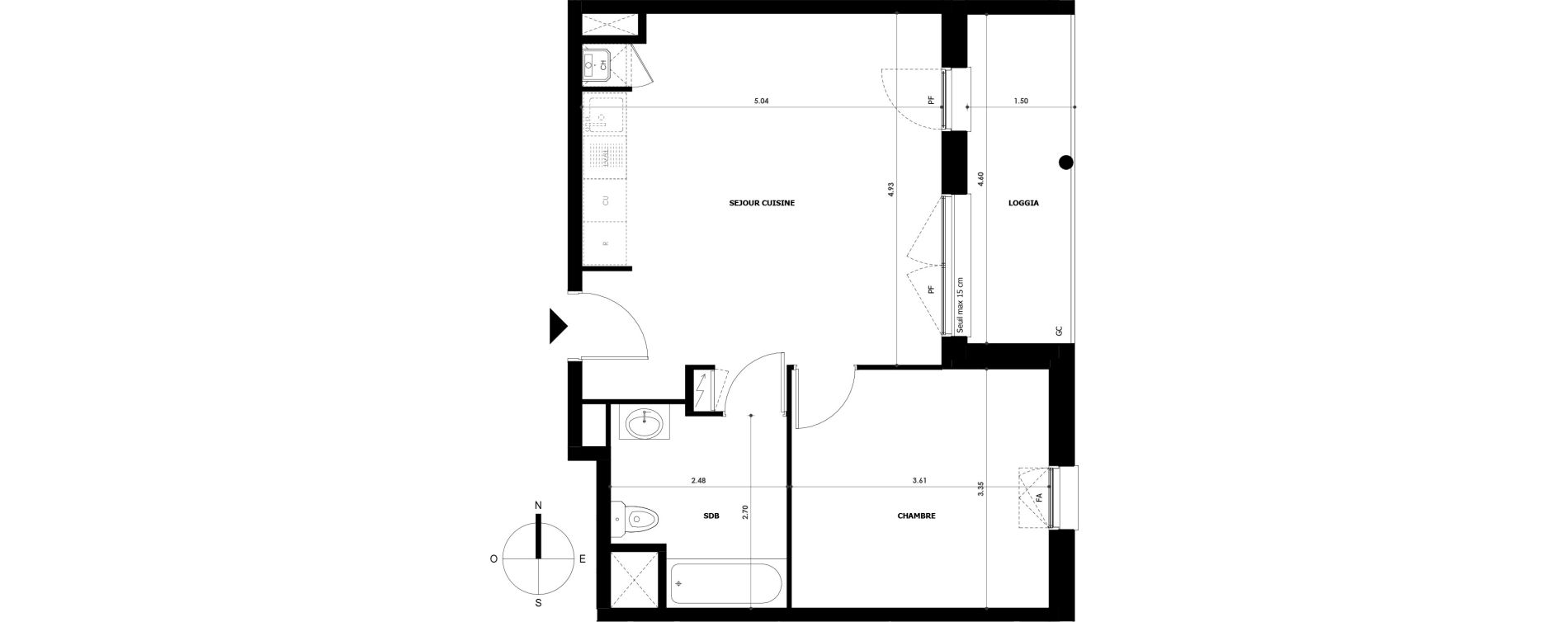 Appartement T2 de 44,17 m2 &agrave; Tours Saint-symphorien
