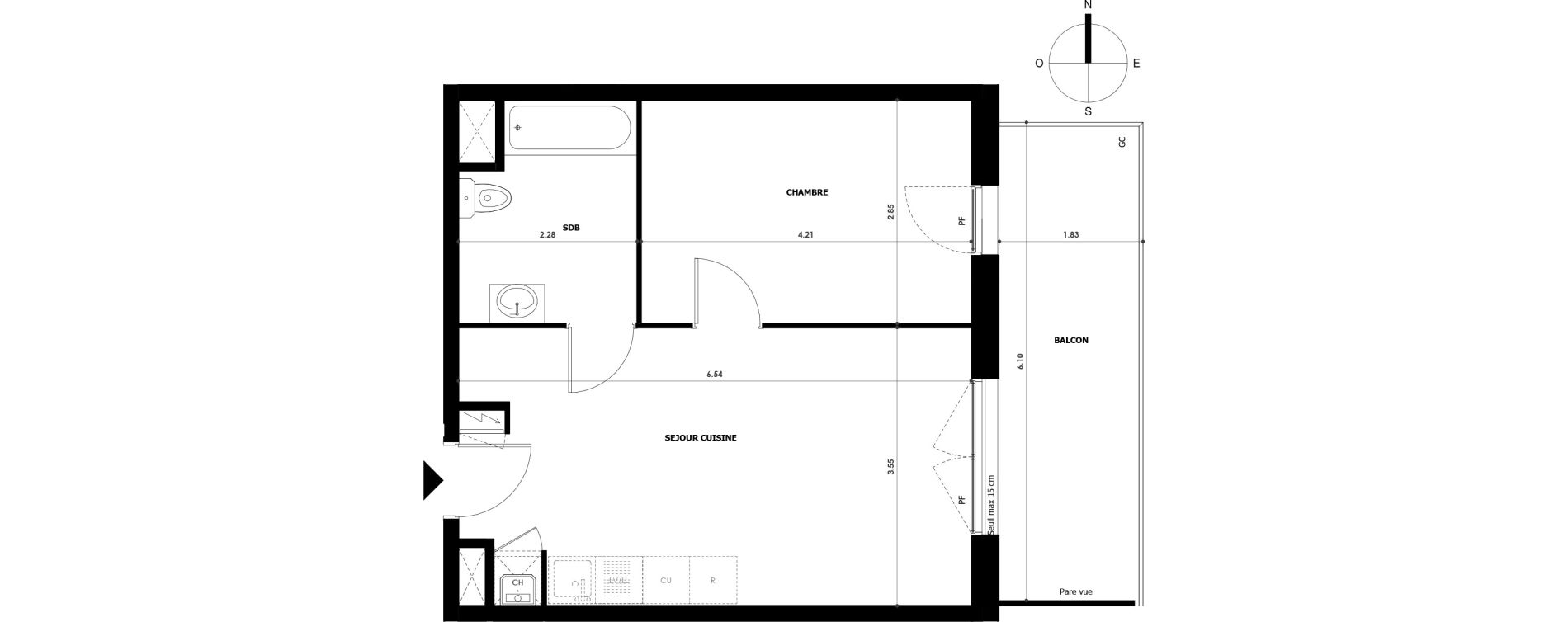 Appartement T2 de 40,66 m2 &agrave; Tours Saint-symphorien
