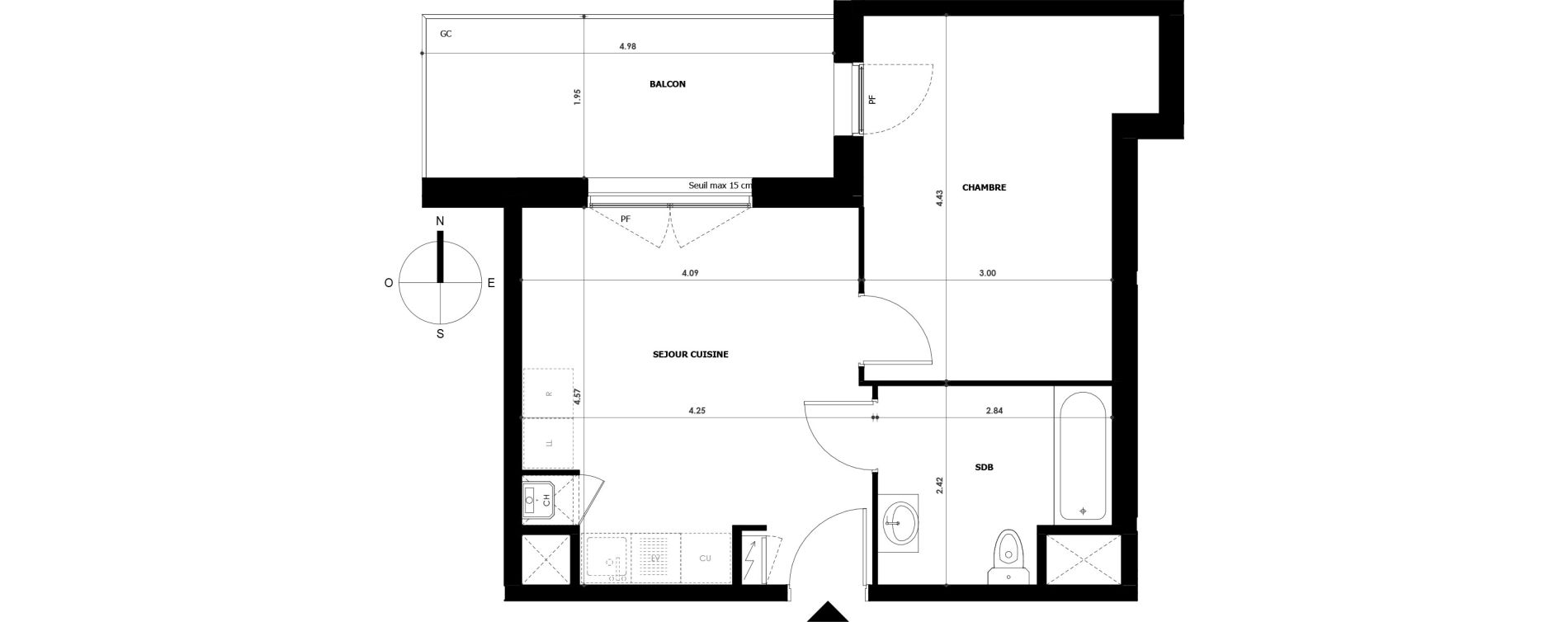 Appartement T2 de 38,67 m2 &agrave; Tours Saint-symphorien