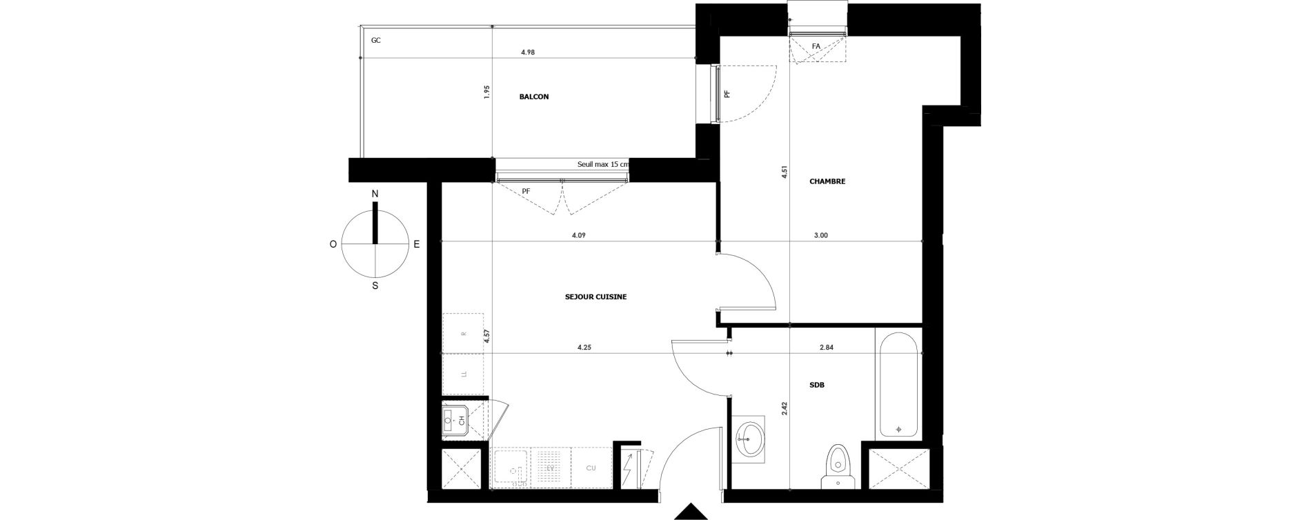 Appartement T2 de 38,10 m2 &agrave; Tours Saint-symphorien
