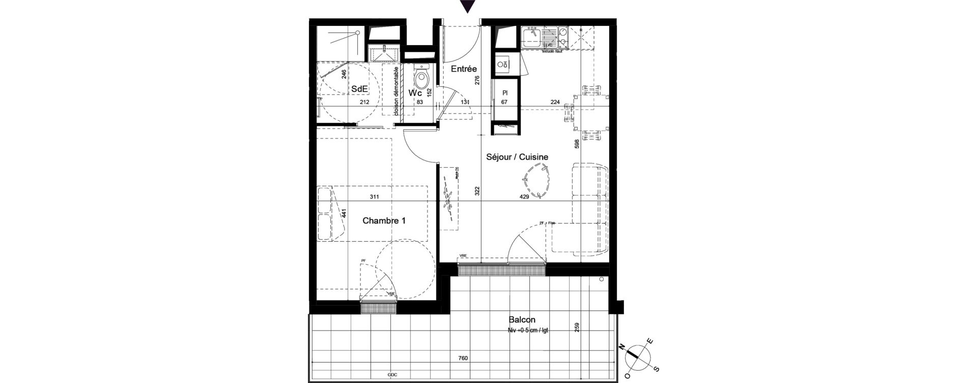 Appartement T2 de 44,03 m2 &agrave; Tours Saint-symphorien