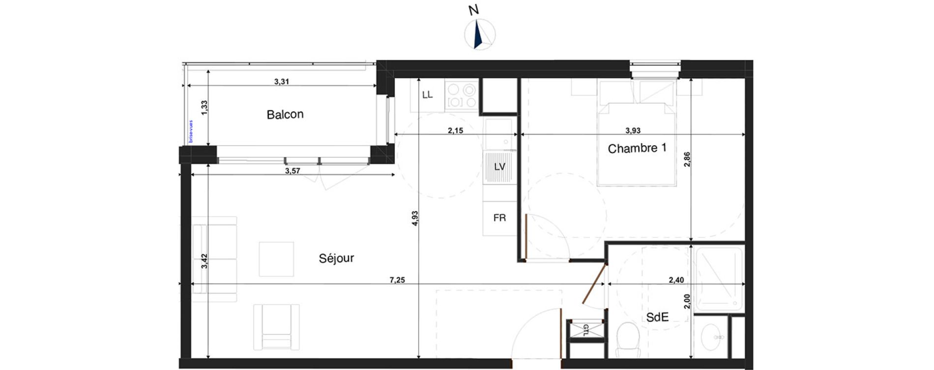 Appartement T2 de 40,92 m2 &agrave; Tours Saint-symphorien