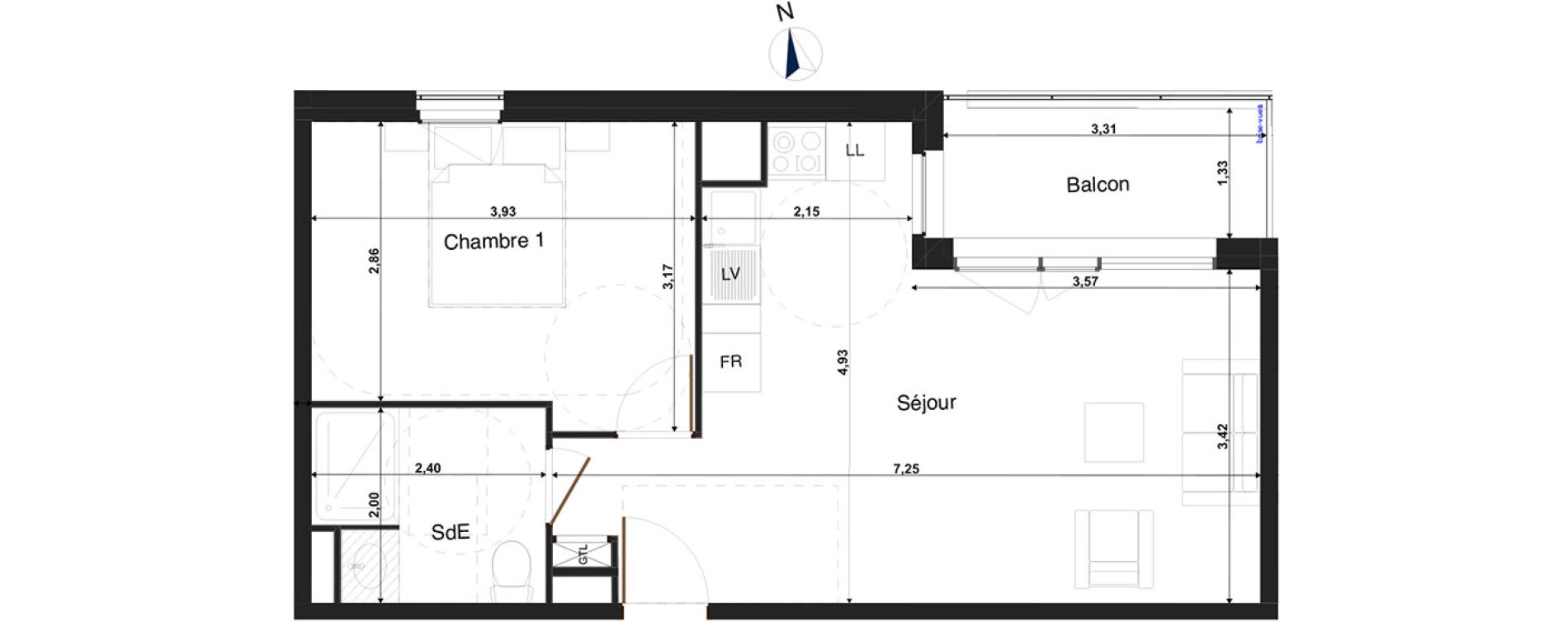 Appartement T2 de 40,70 m2 &agrave; Tours Saint-symphorien