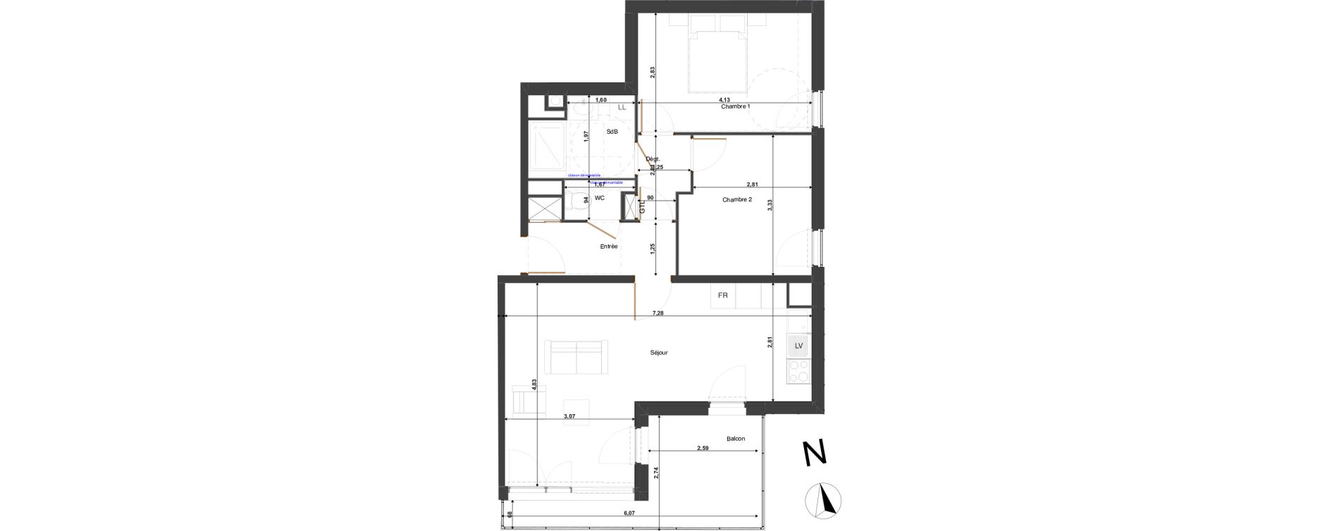 Appartement T3 de 60,90 m2 &agrave; Tours Saint-symphorien