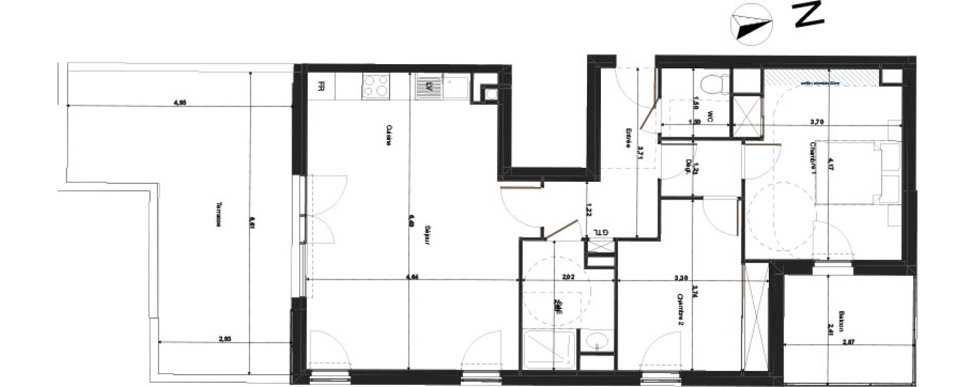 Appartement T3 bis de 69,93 m2 &agrave; Tours Saint-symphorien