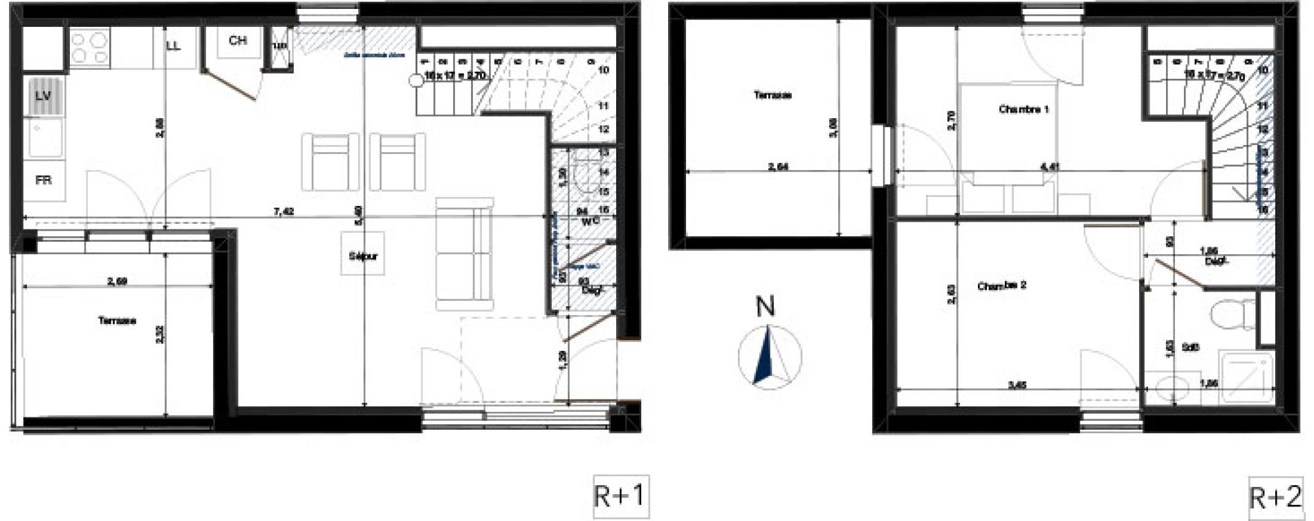 Duplex T3 de 56,97 m2 &agrave; Tours Saint-symphorien