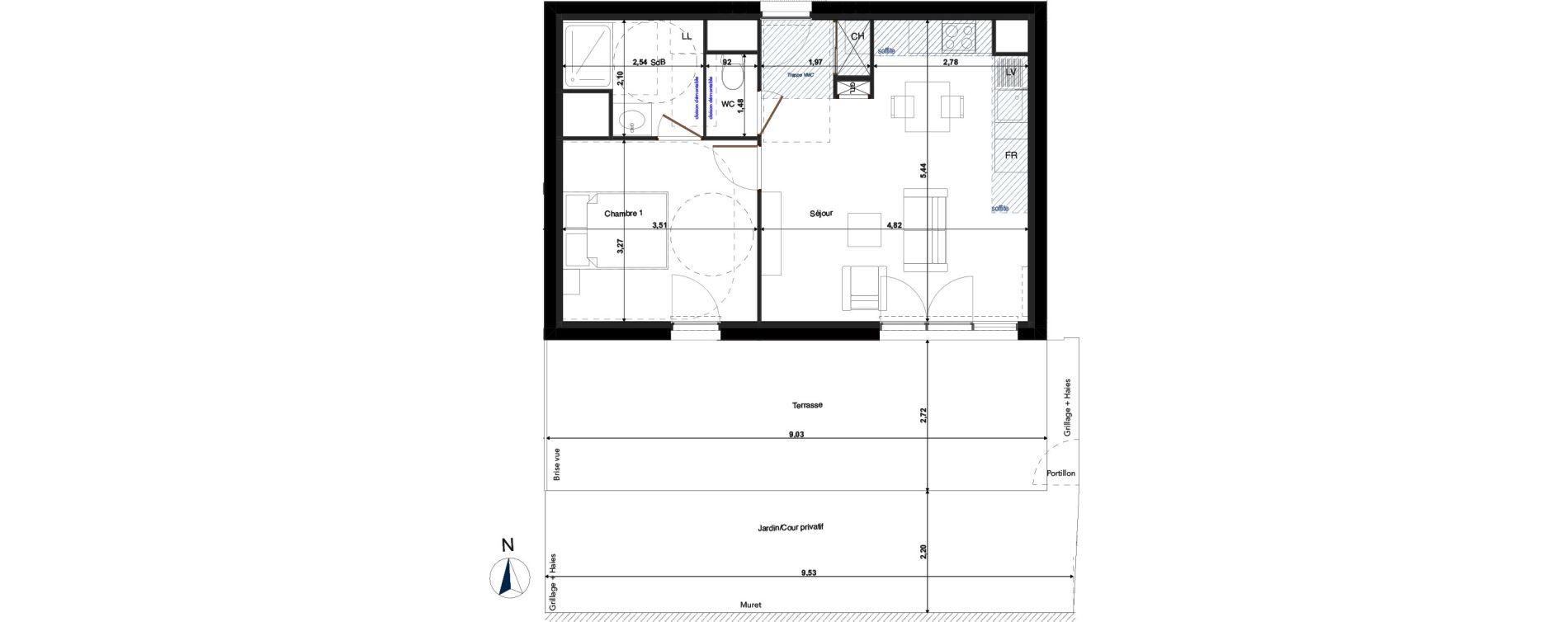 Appartement T2 de 42,83 m2 &agrave; Tours Saint-symphorien