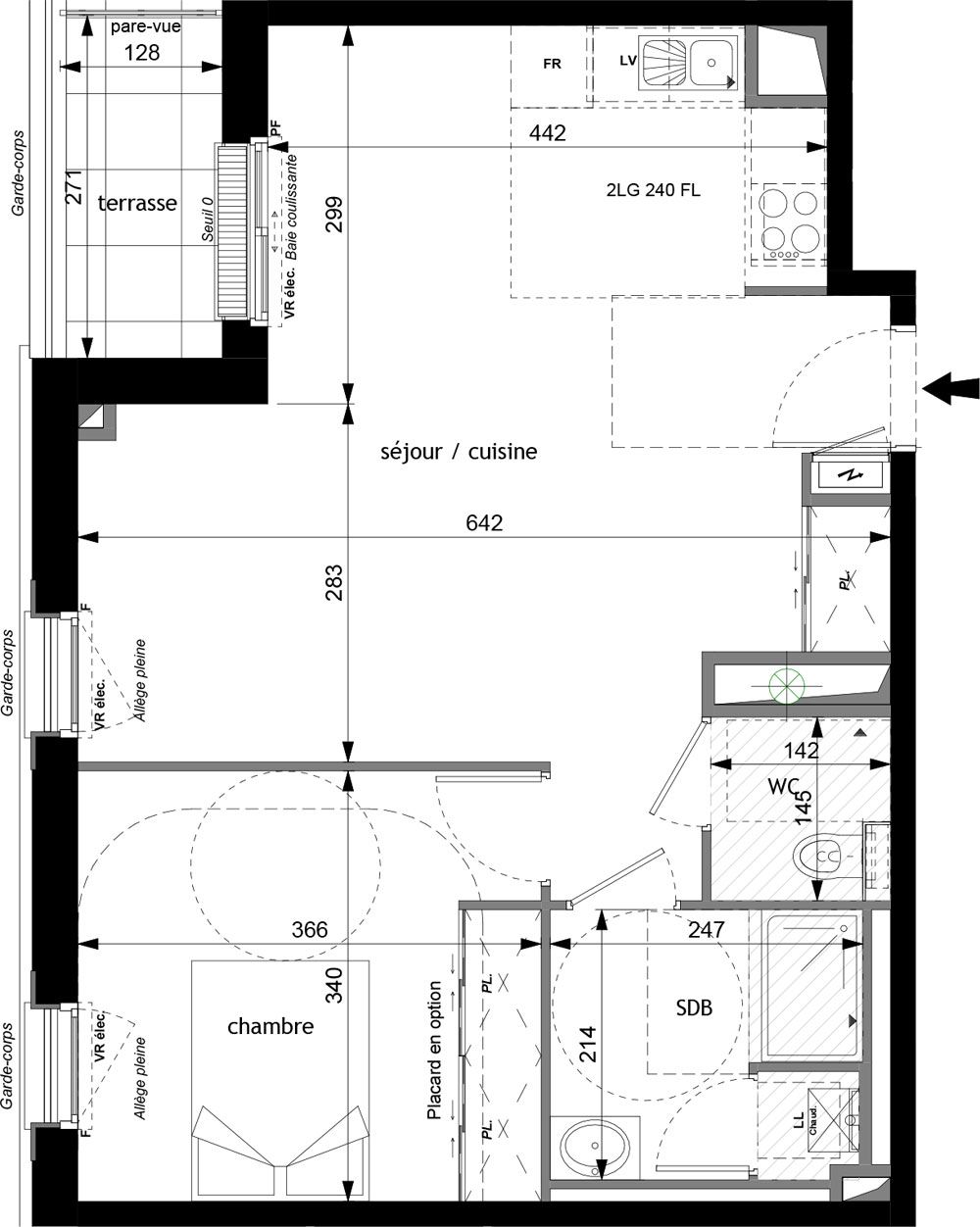 Plan Appartement T2 De 50 46 M² Neuf Résidence « Parc Coty à Tours