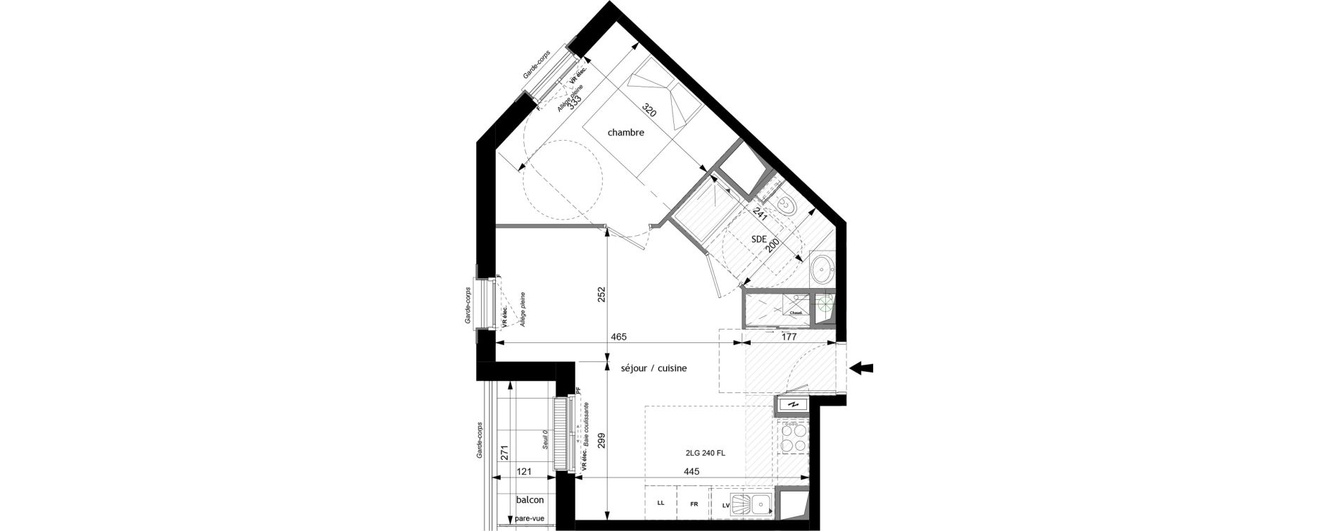 Appartement T2 de 41,38 m2 &agrave; Tours Saint-symphorien