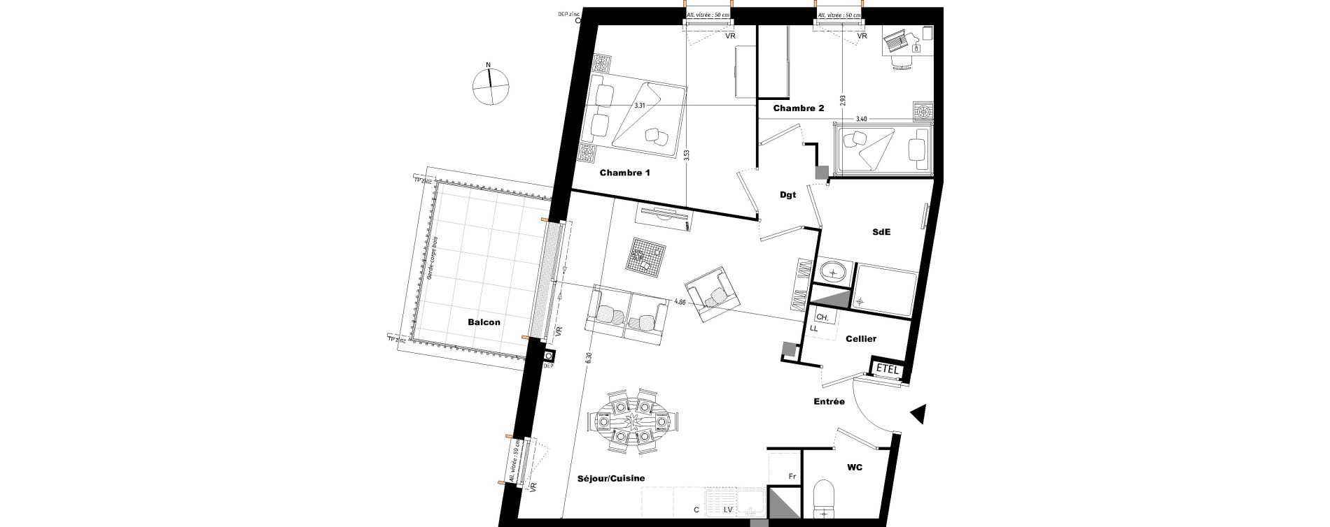 Appartement T3 de 63,60 m2 &agrave; Tours Sainte radegonde