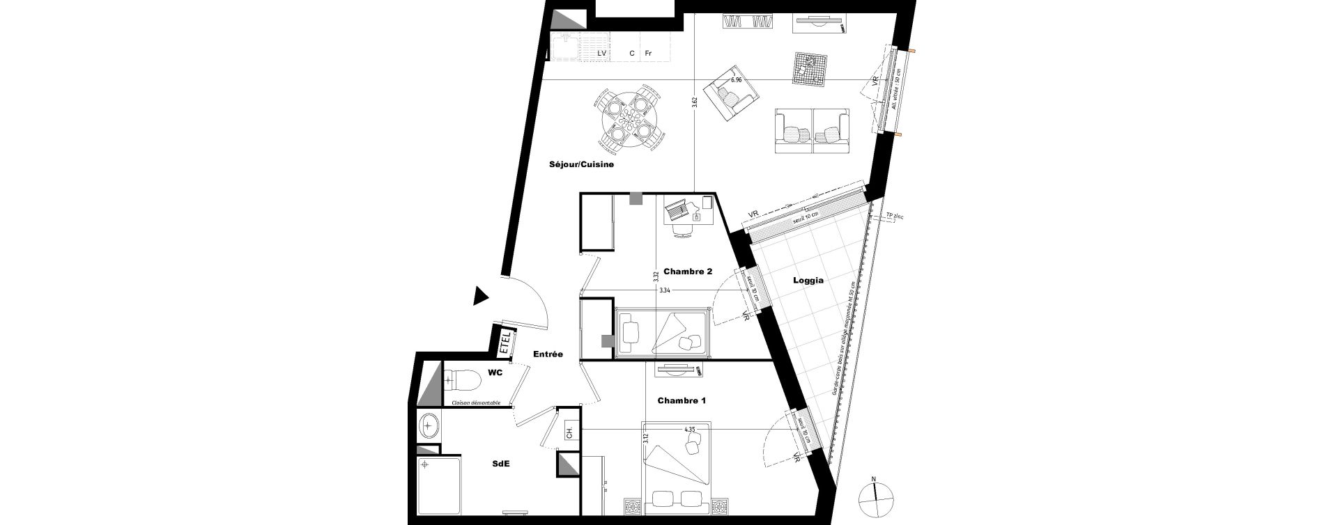 Appartement T3 de 63,20 m2 &agrave; Tours Sainte radegonde