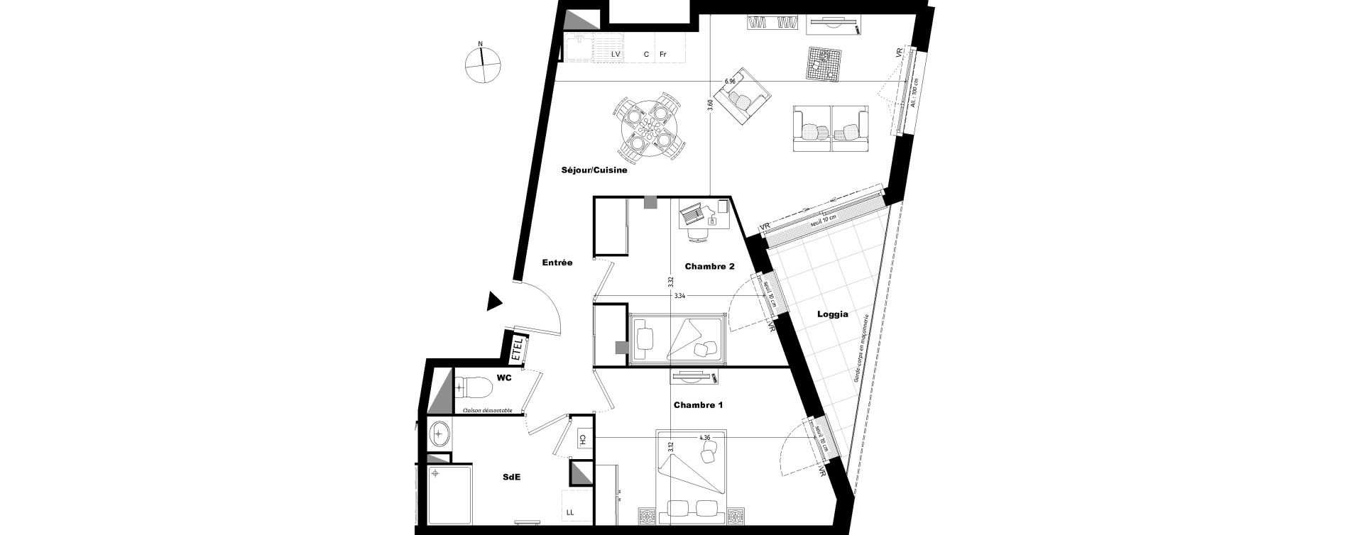 Appartement T3 de 63,50 m2 &agrave; Tours Sainte radegonde