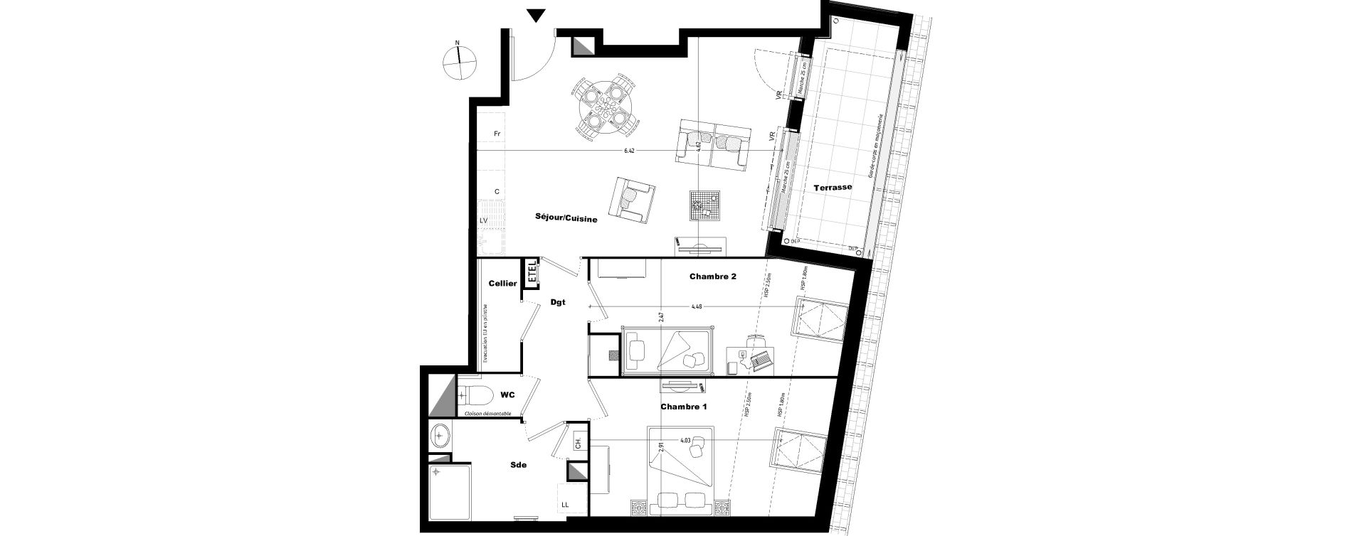 Appartement T3 de 64,70 m2 &agrave; Tours Sainte radegonde