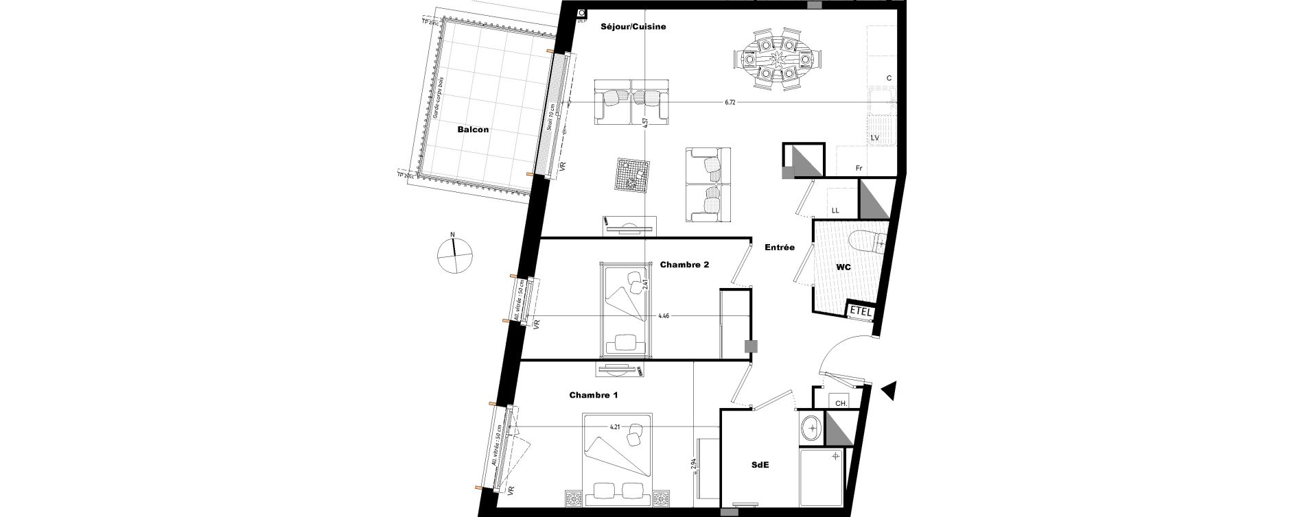 Appartement T3 de 65,50 m2 &agrave; Tours Sainte radegonde