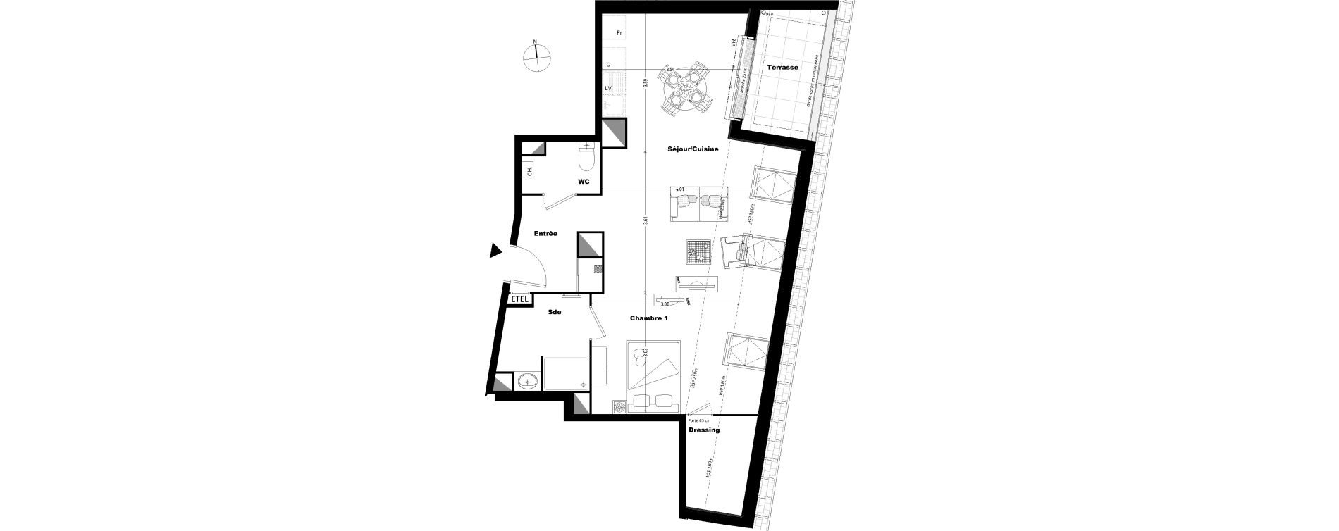 Appartement T2 de 51,90 m2 &agrave; Tours Sainte radegonde