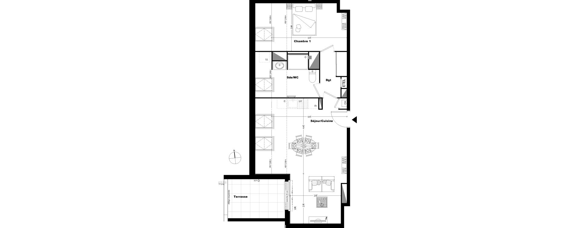 Appartement T2 de 50,50 m2 &agrave; Tours Sainte radegonde