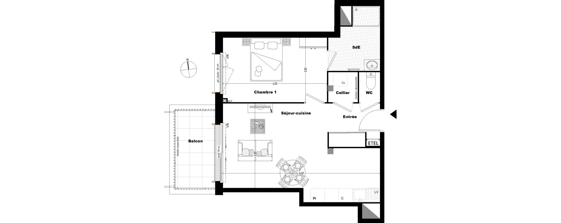 Appartement T2 de 47,90 m2 &agrave; Tours Sainte radegonde