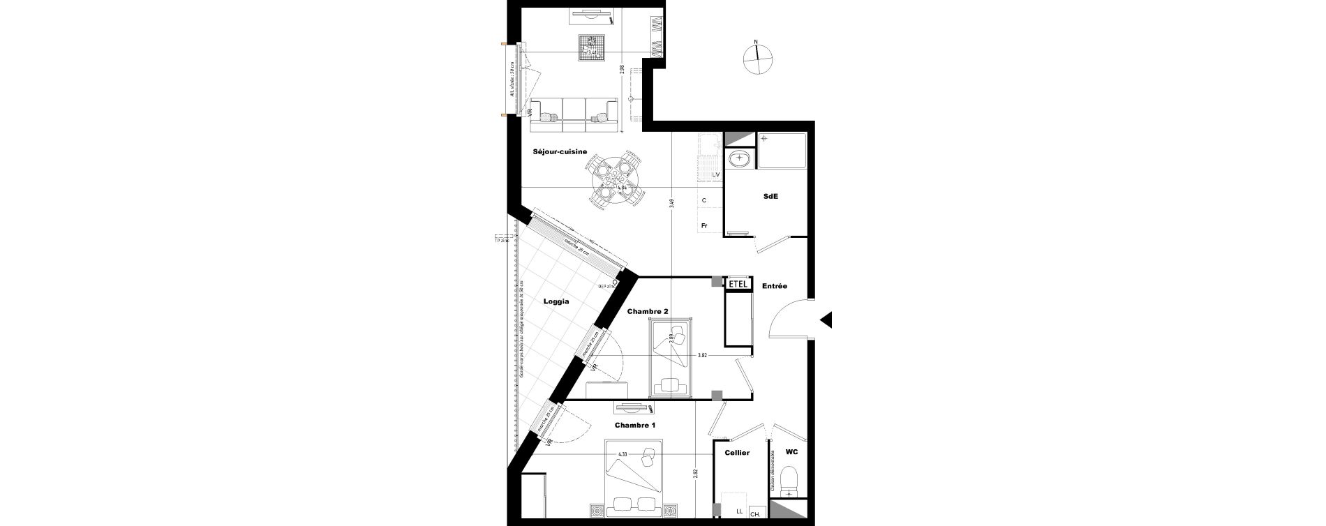 Appartement T3 de 61,50 m2 &agrave; Tours Sainte radegonde