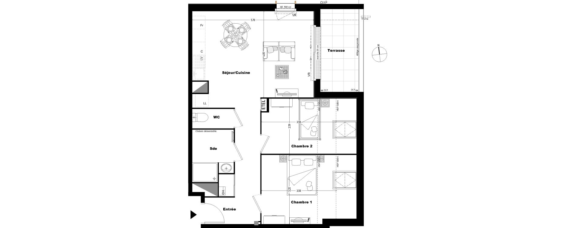 Appartement T3 de 60,10 m2 &agrave; Tours Sainte radegonde