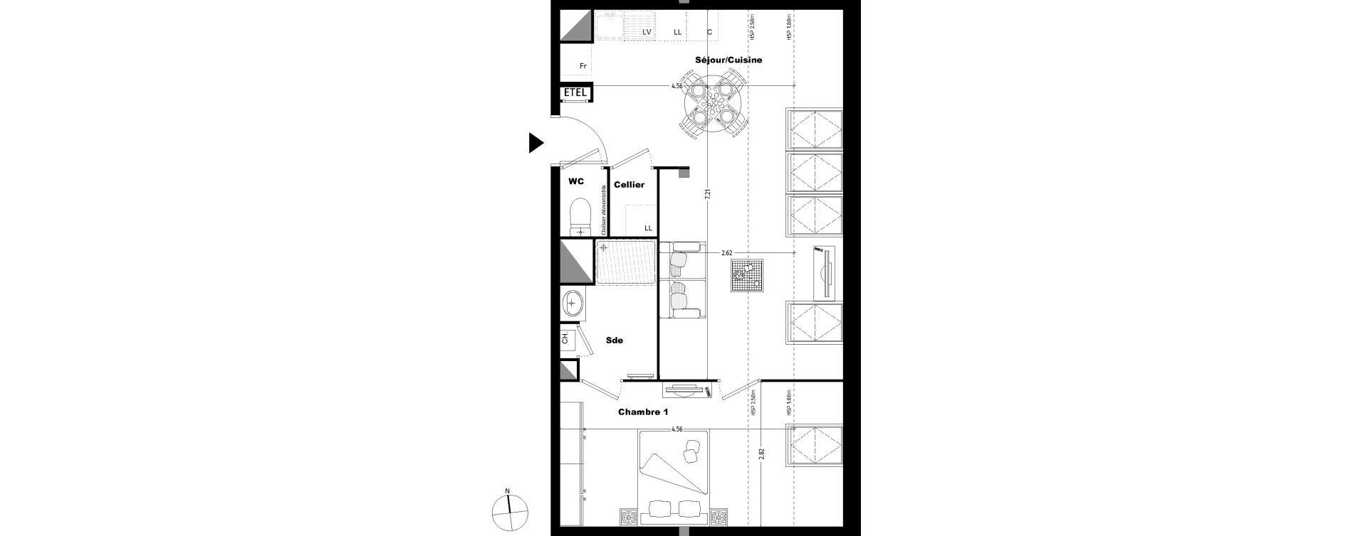 Appartement T2 de 44,40 m2 &agrave; Tours Sainte radegonde