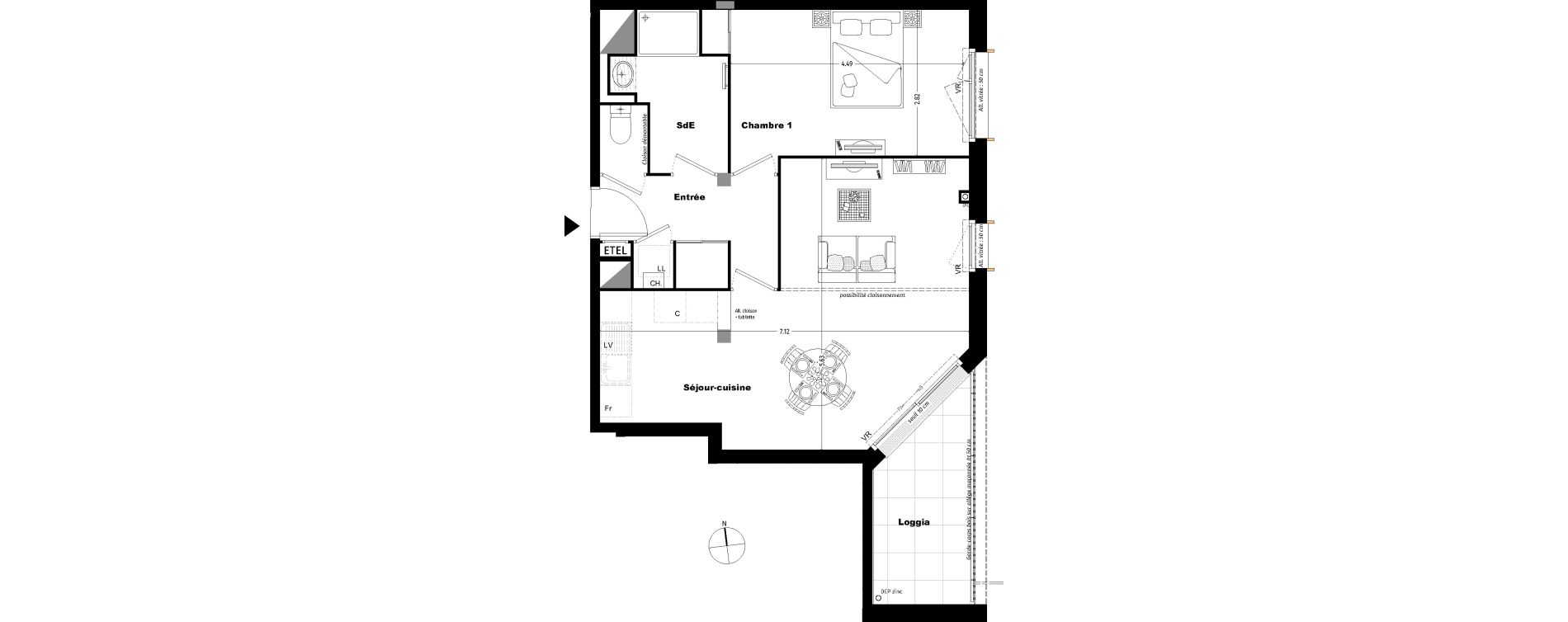 Appartement T2 de 54,10 m2 &agrave; Tours Sainte radegonde