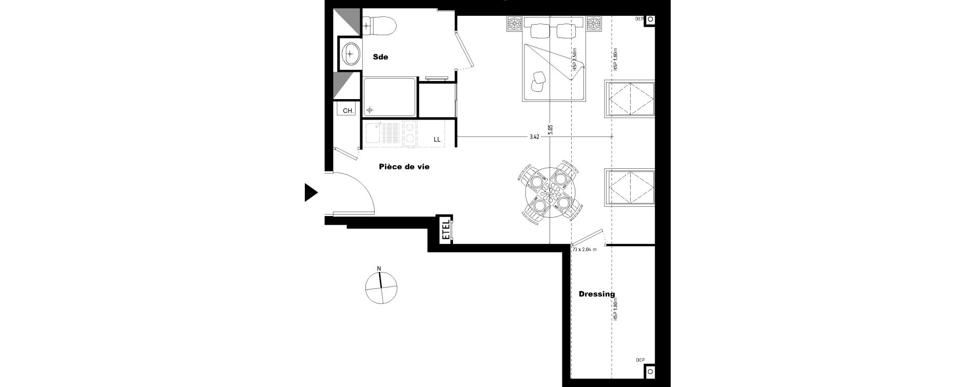 Appartement T1 de 31,70 m2 &agrave; Tours Sainte radegonde
