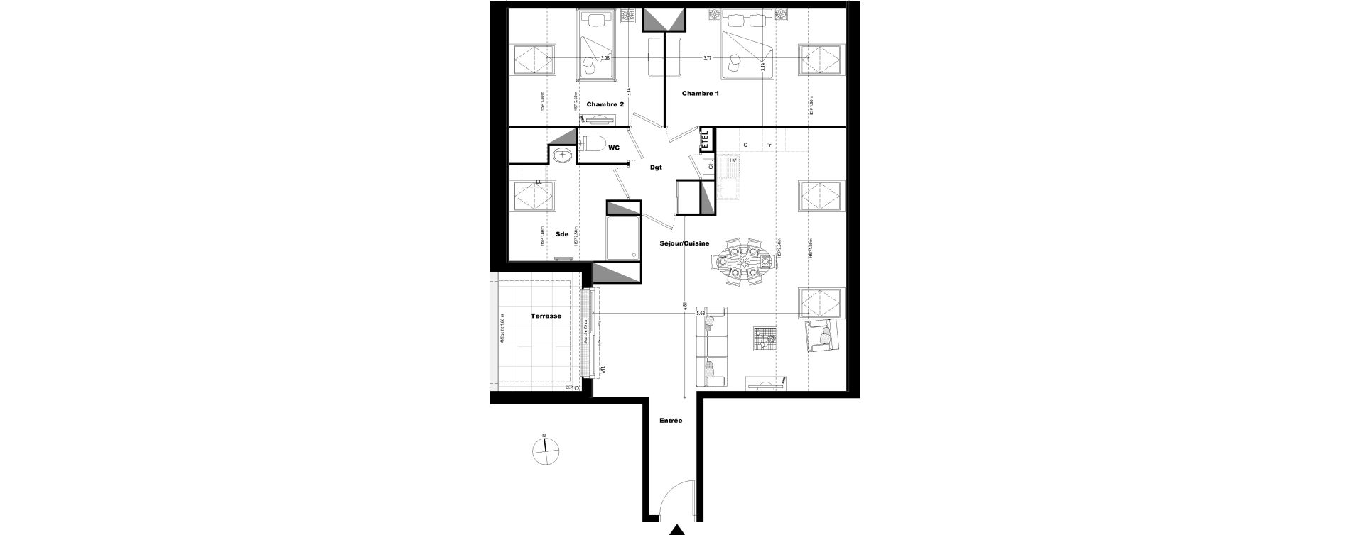 Appartement T3 de 66,20 m2 &agrave; Tours Sainte radegonde