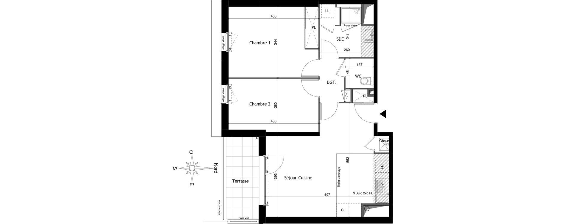 Appartement T3 de 63,71 m2 &agrave; Tours Douets milletiere