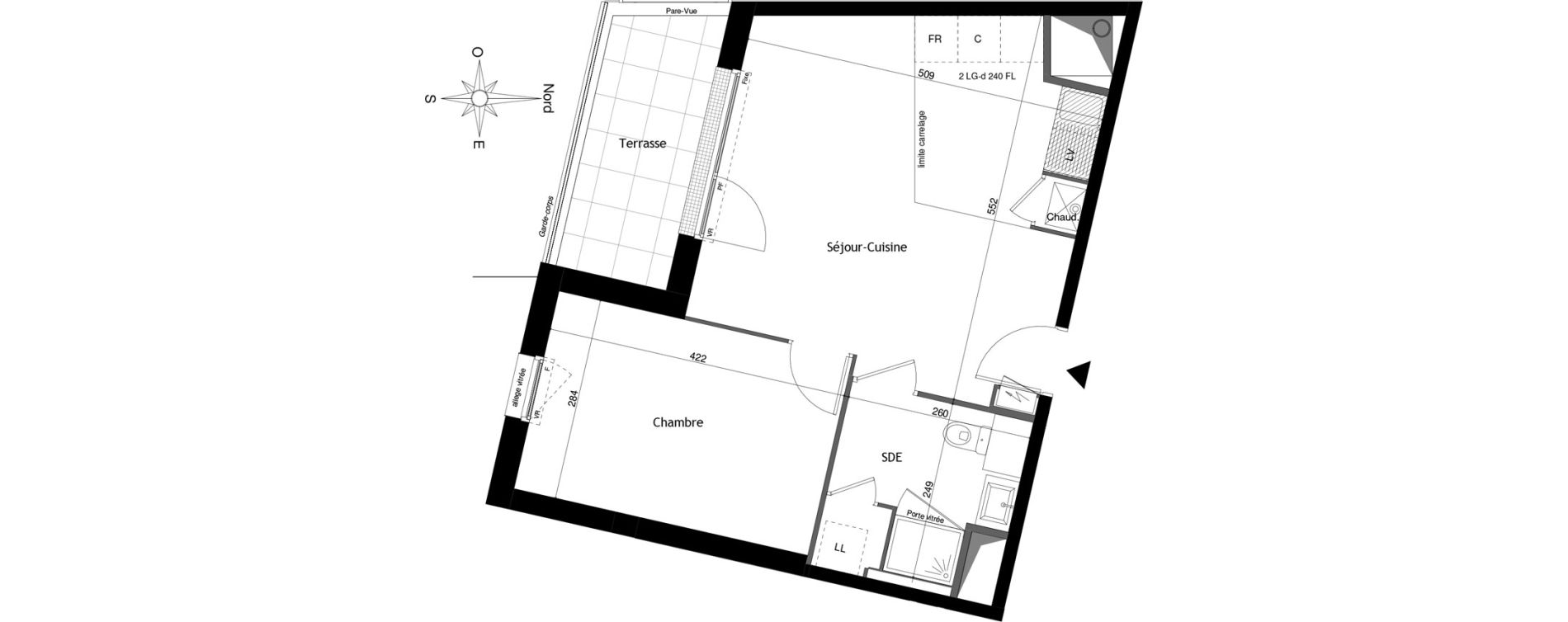 Appartement T2 de 42,52 m2 &agrave; Tours Douets milletiere