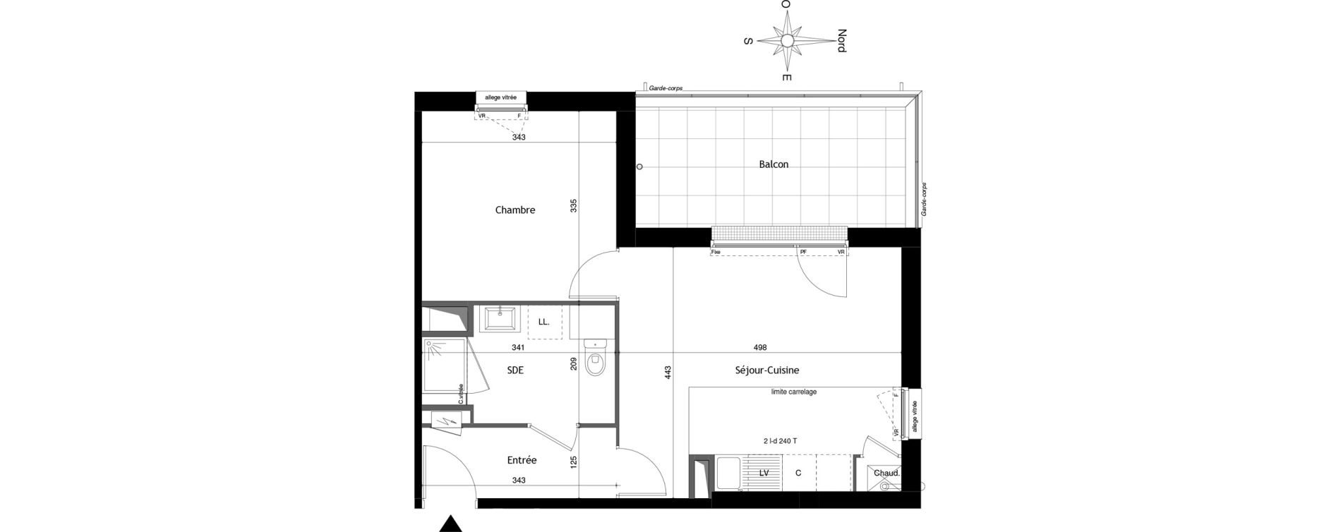 Appartement T2 de 43,39 m2 &agrave; Tours Douets milletiere