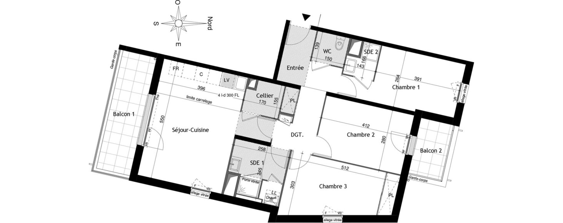 Appartement T4 de 82,71 m2 &agrave; Tours Douets milletiere