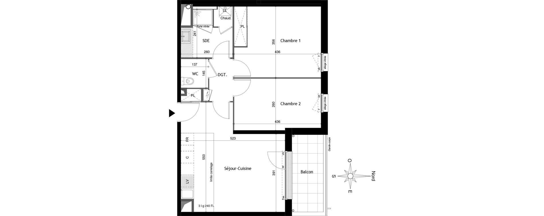 Appartement T3 de 61,72 m2 &agrave; Tours Douets milletiere