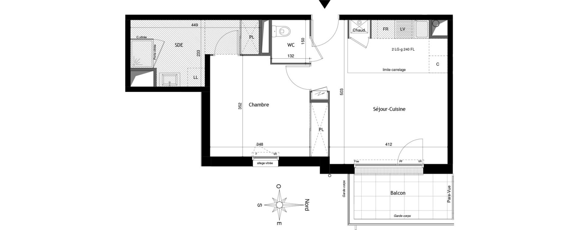 Appartement T2 de 44,62 m2 &agrave; Tours Douets milletiere