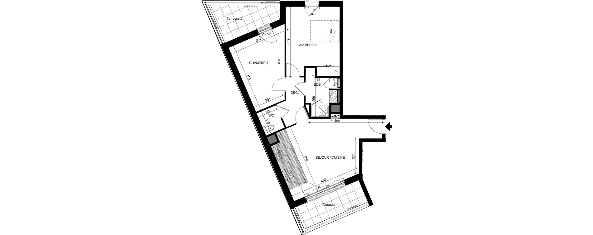Appartement T3 de 64,01 m2 &agrave; Tours Sainte radegonde