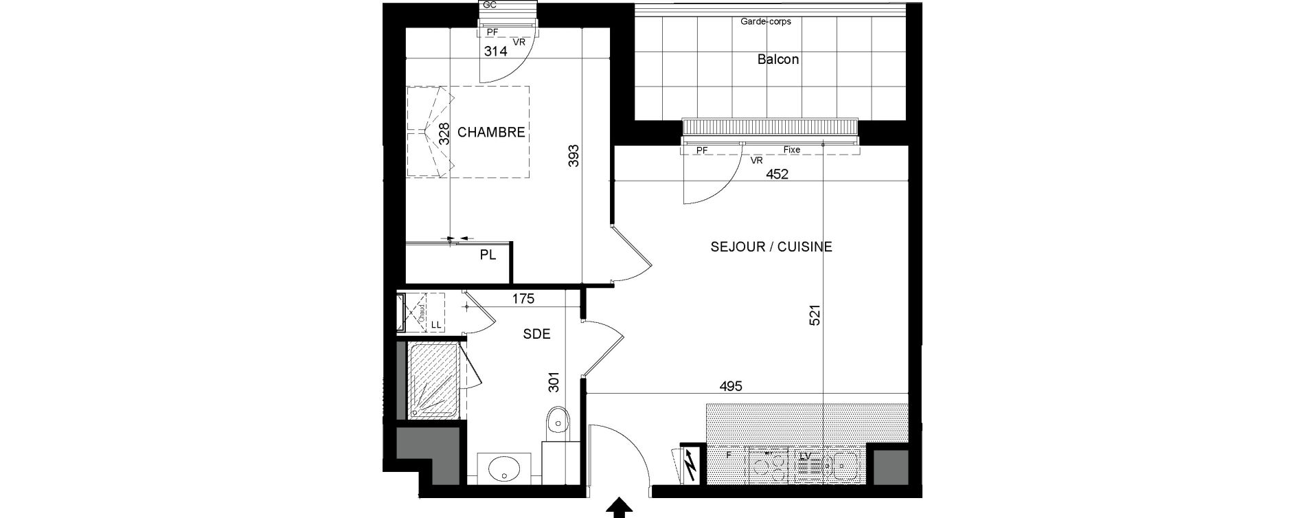 Appartement T2 de 43,64 m2 &agrave; Tours Sainte radegonde