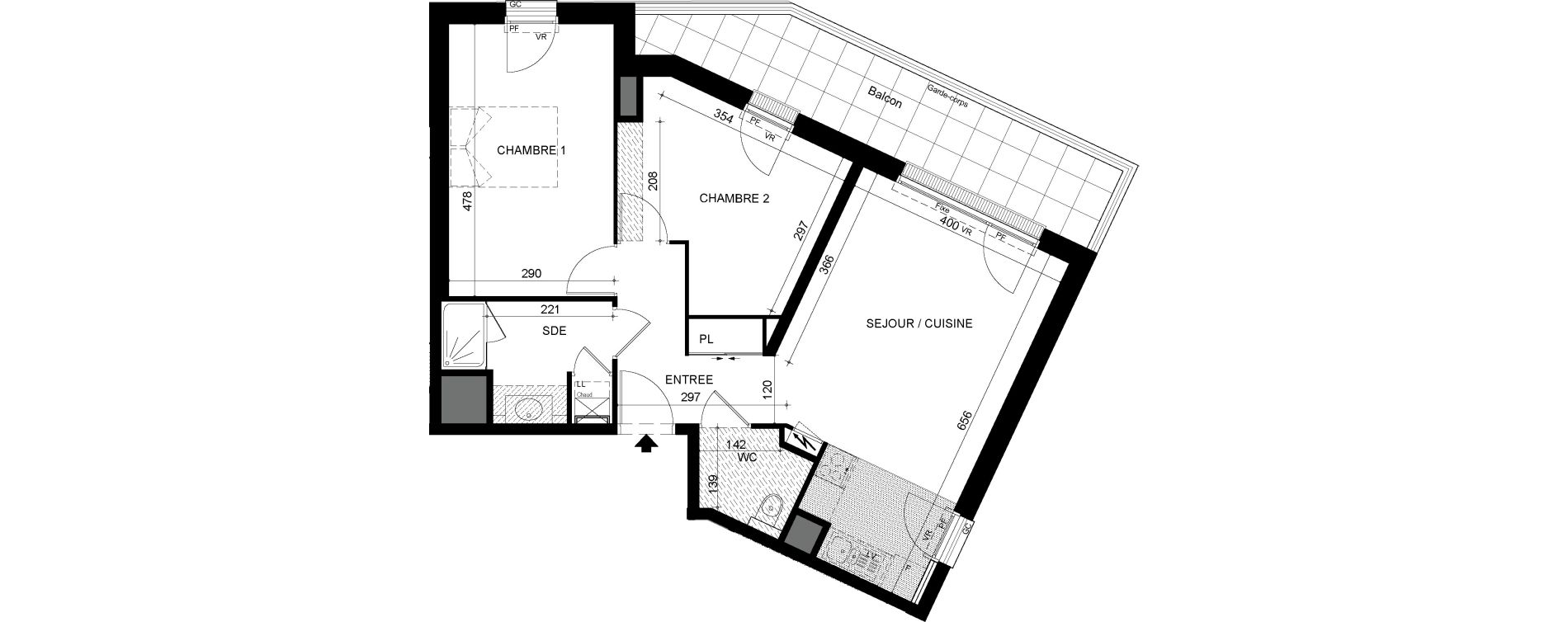 Appartement T3 de 62,83 m2 &agrave; Tours Sainte radegonde