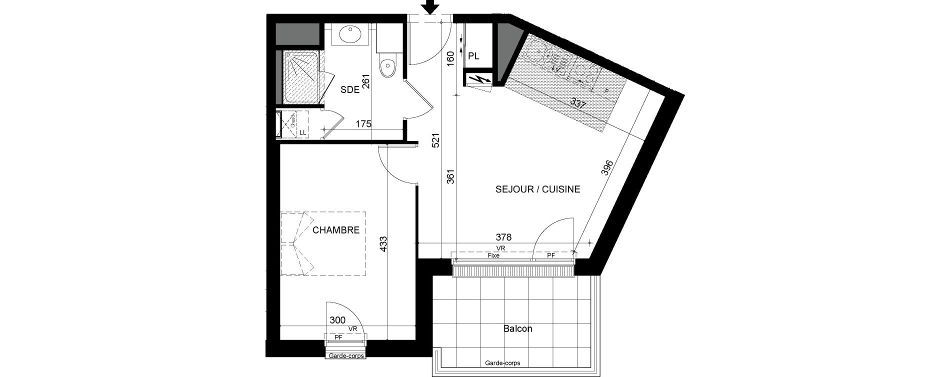 Appartement T2 de 41,75 m2 &agrave; Tours Sainte radegonde