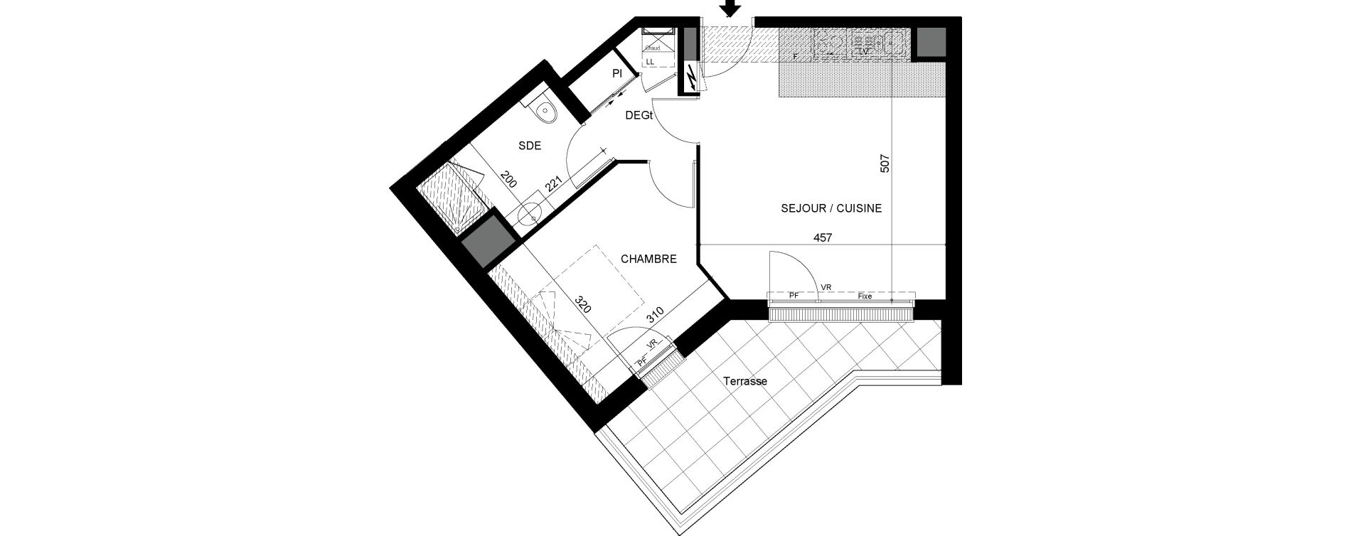 Appartement T2 de 43,60 m2 &agrave; Tours Sainte radegonde