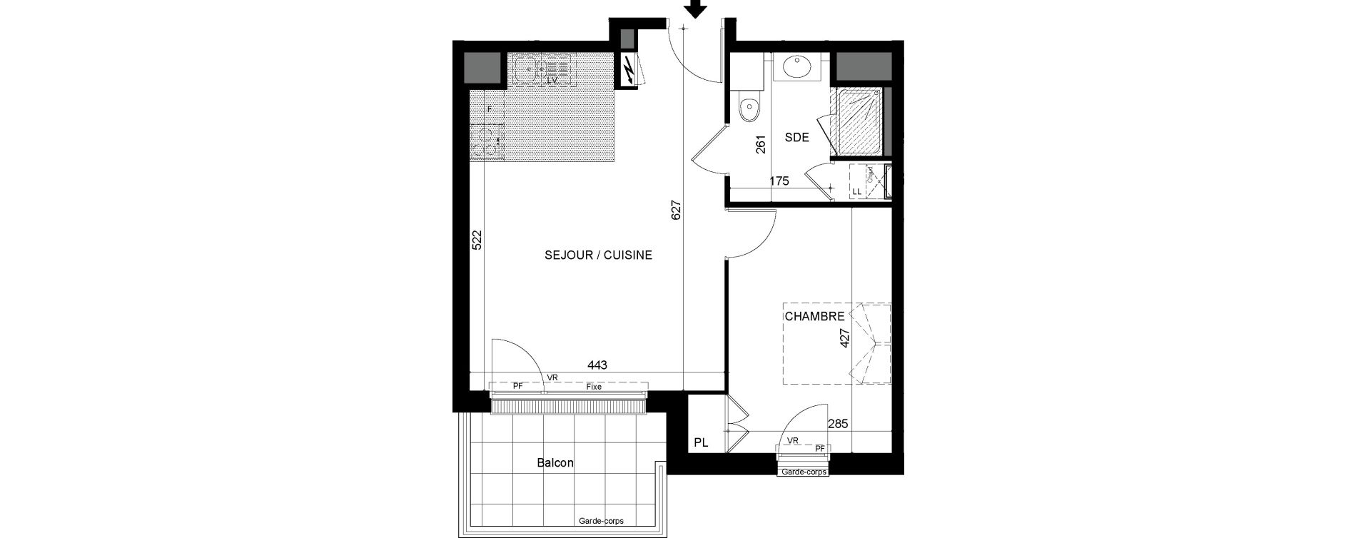 Appartement T2 de 45,28 m2 &agrave; Tours Sainte radegonde