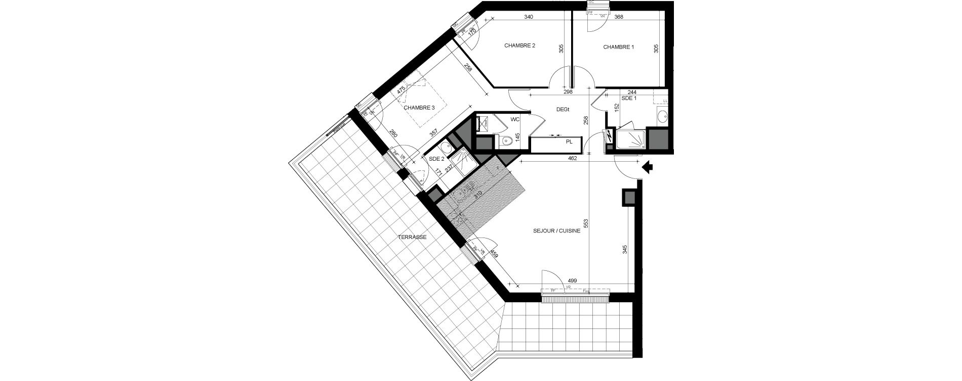 Appartement T4 de 92,41 m2 &agrave; Tours Sainte radegonde