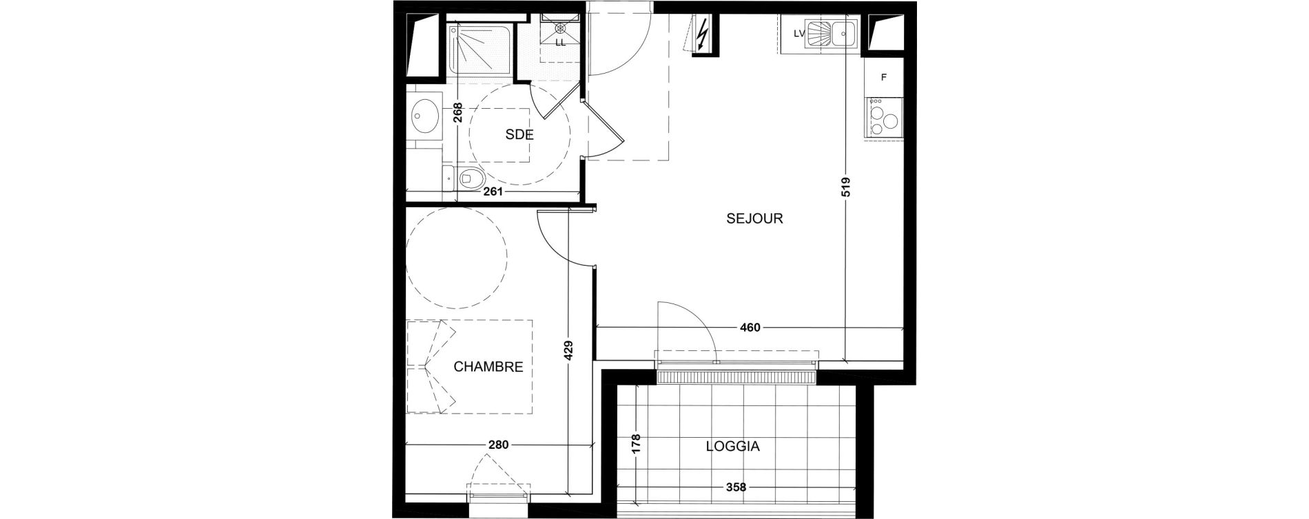 Appartement T2 de 42,18 m2 &agrave; Tours Saint-symphorien