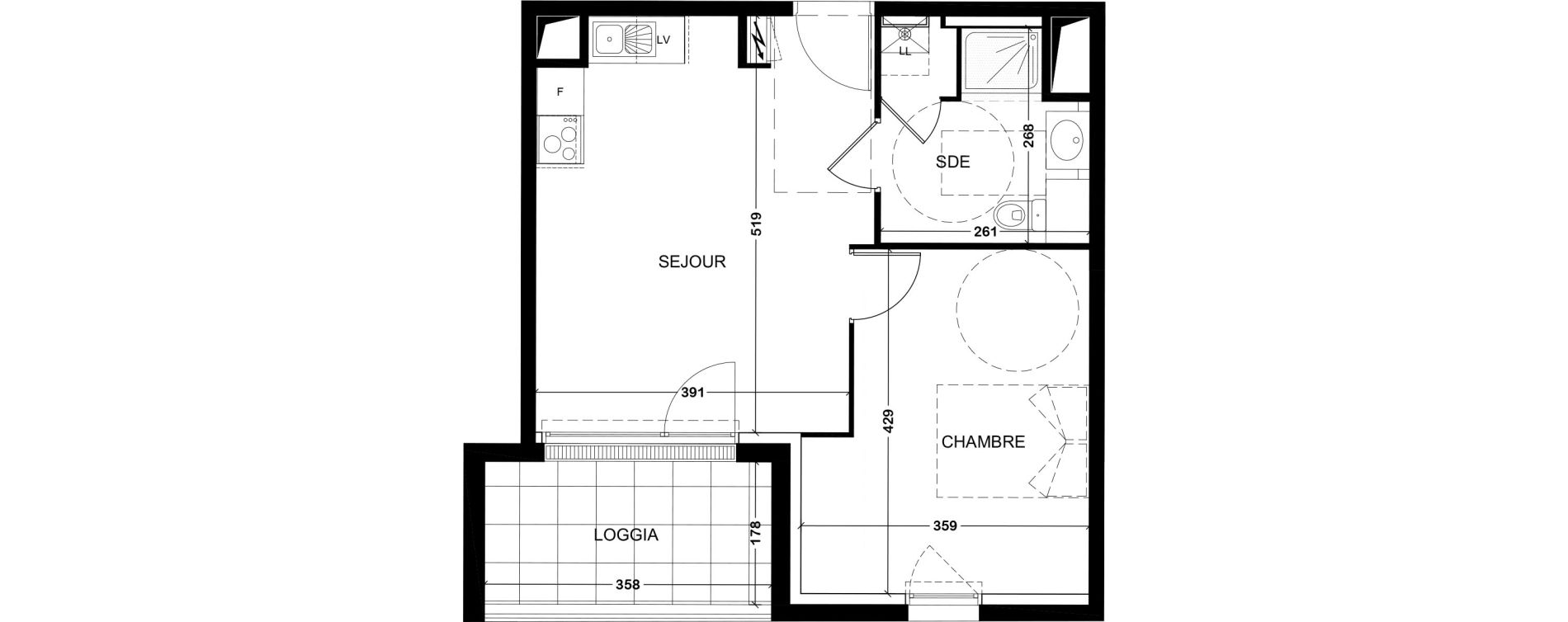 Appartement T2 de 40,87 m2 &agrave; Tours Saint-symphorien