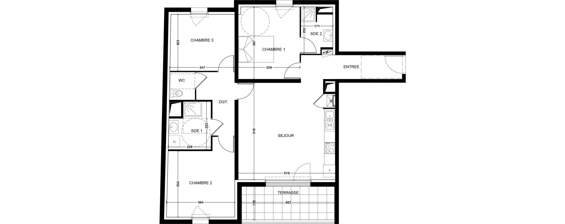 Appartement T4 de 86,88 m2 &agrave; Tours Saint-symphorien