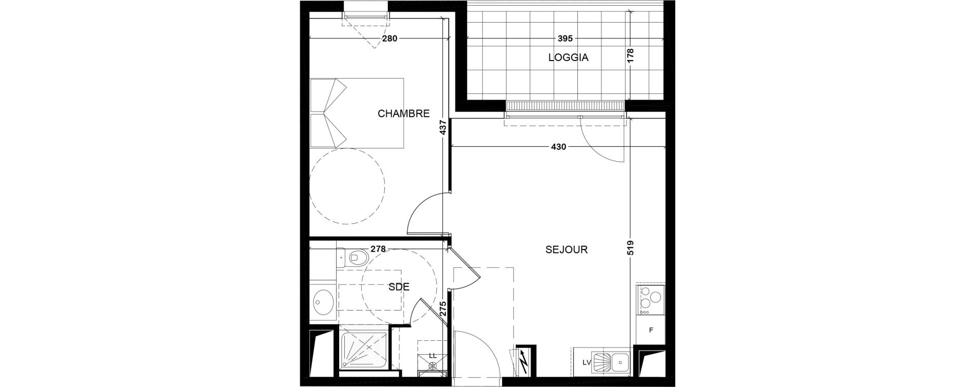 Appartement T2 de 40,62 m2 &agrave; Tours Saint-symphorien