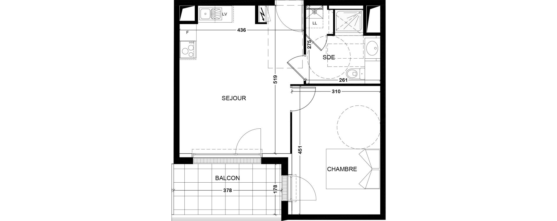 Appartement T2 de 41,09 m2 &agrave; Tours Saint-symphorien