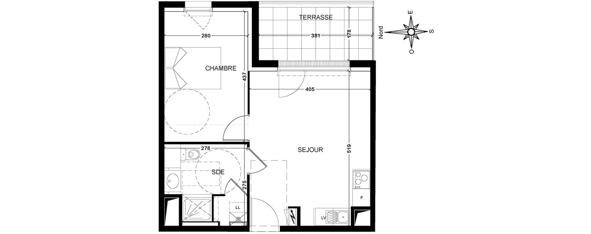 Appartement T2 de 39,33 m2 &agrave; Tours Saint-symphorien