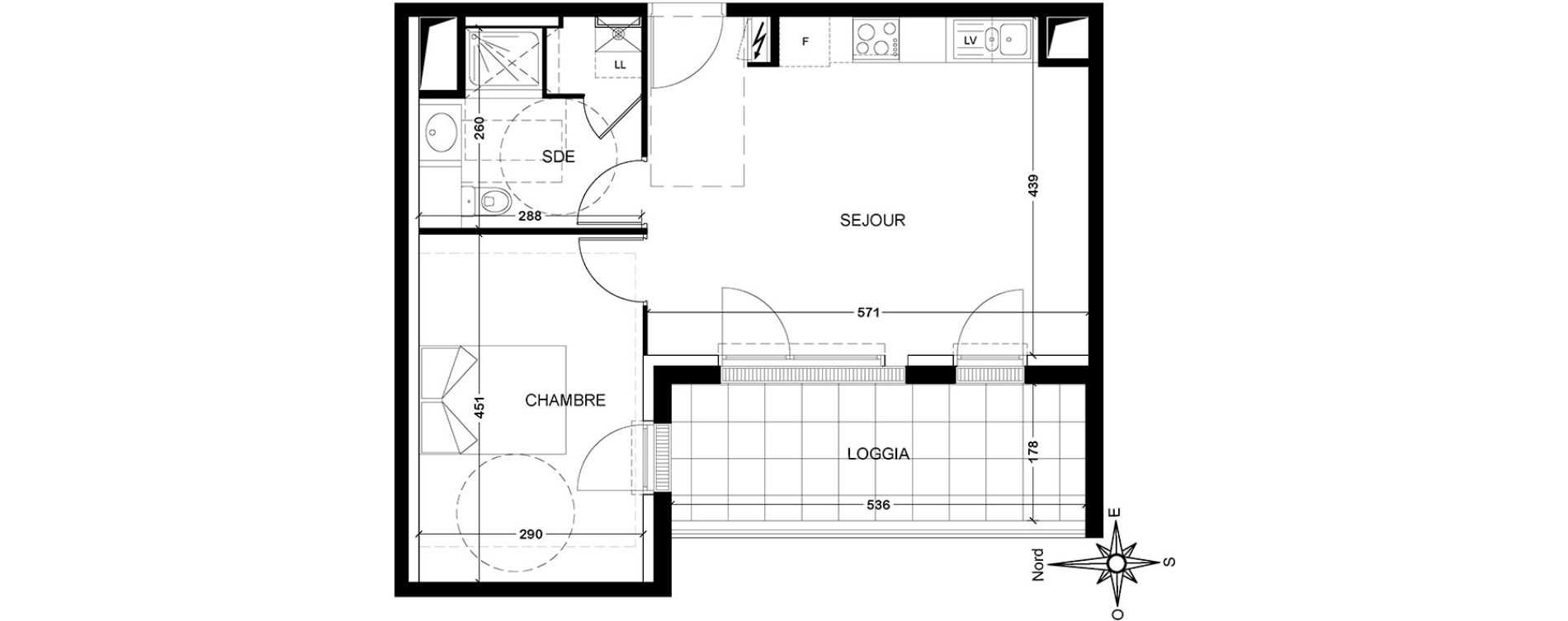 Appartement T2 de 44,48 m2 &agrave; Tours Saint-symphorien